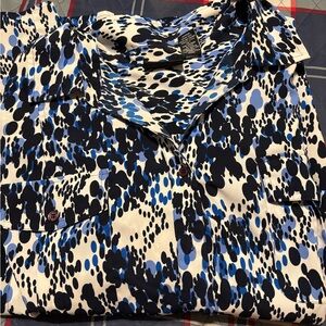 Maggie Barnes Black and White Graphic Button Down Shirt